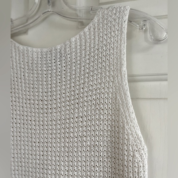 Vintage Real Clothes Sleeveless V-Neck White Cotton Knit Tank Top - Picture 4 of 11